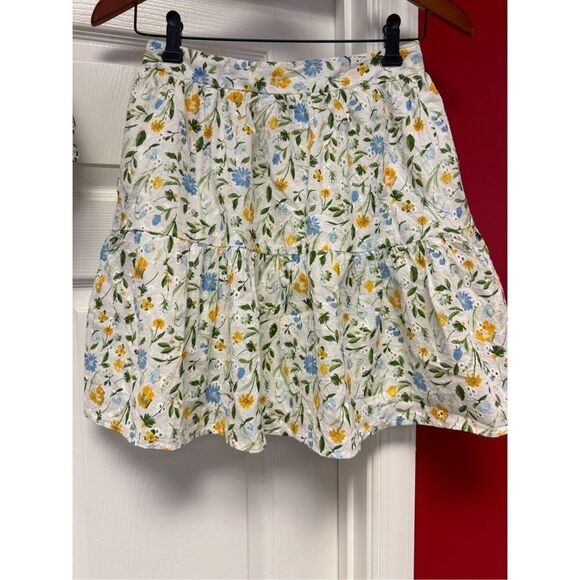 Japna Cream Floral Cropped Eyelet Mini Skirt Set sz M/L EUC - Picture 6 of 11